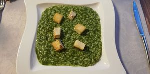 Risotto with herbs and tofu at Ristorante Domingo in Delebio