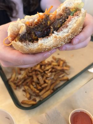 Portland burger avec steak de haricots noirs  at Glasgow Burgers in Nantes