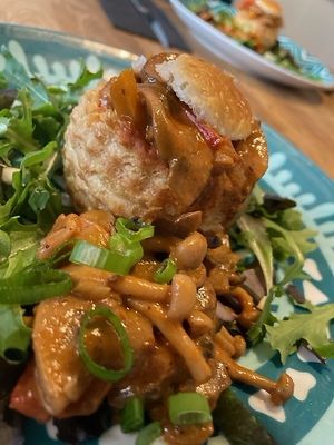 One of Our New Dishes for Autumn 2024 Vegan Pastry with Mushroom Stroganoff  at CHALAZA in Valkenburg