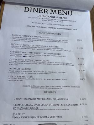 Menu  at CHALAZA in Valkenburg