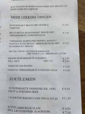 Menu  at CHALAZA in Valkenburg