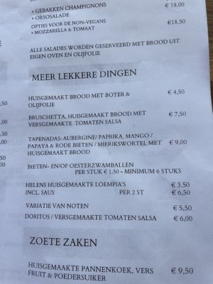 Menu  at CHALAZA in Valkenburg