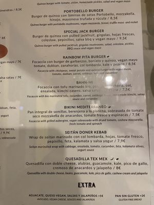 Parte de la carta  #Veganuary at Quinoa in Barcelona