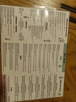 Menu at Quinoa in Barcelona