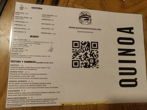 Menu at Quinoa in Barcelona
