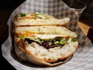 Banh mih focaccia at Quinoa in Barcelona