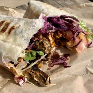 Tempeh sausage wrap… delish!   at Quinoa in Barcelona