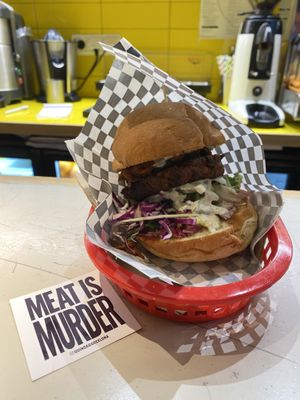 Jackfruit burger  at Quinoa in Barcelona