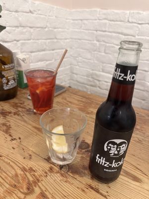 Fritz cola and iced tea   at Quinoa in Barcelona