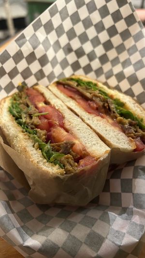 Seitan steak sandwich  at Quinoa in Barcelona
