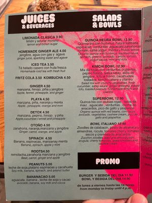 Menu as of 2025 11 25 (1 of 3) at Quinoa in Barcelona