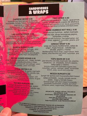 Menu as of 2025 11 25 (2 of 3) at Quinoa in Barcelona