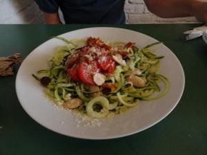Raw zucchini salad at Quinoa in Barcelona