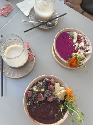 Breakfast bowls & Oat Latte  at Wonderland Ljubljana in Ljubljana