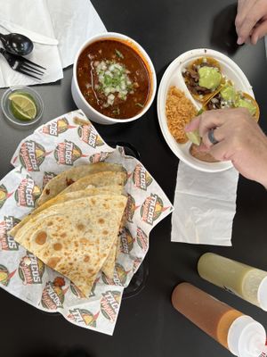 Al pastor quesadilla, carne, Asada tacos, birria ramen  at Tacos Veganos II Avondale   in Avondale