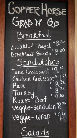 To-go menu with veggie options at BZN - Copper Horse Restaurant in Belgrade