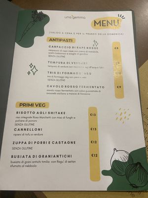 Menù primi  at Una Gemma in Turin