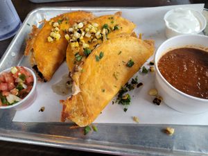 Jackfruit and mushroom vegan smash tacos at Agave & Rye  in Cleveland