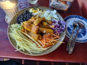Salad was very good minus the piece on tin foil in it at Nghe Coffee in Hoi An
