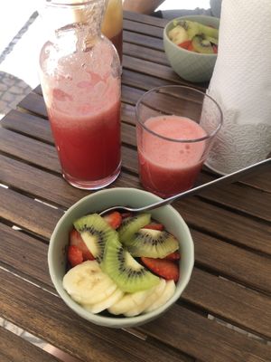 Acai Bowl Small and watermelon juice  at Aloha Brunch Nazaré Slow Food in Nazare