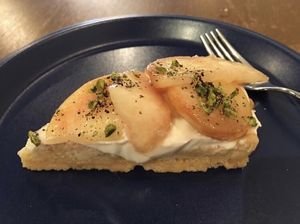 Peach tart  at Sasaya Cafe in Tokyo