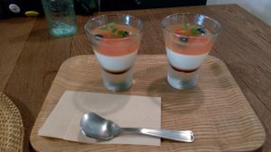 Pudding, each layer was a different experience! The caramel at the bottom was amazing and came as a surprise. Superb presentation! at Sasaya Cafe in Tokyo