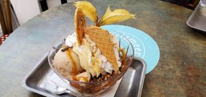 The nut and seed caramel sundae. at Eismeer in Munich