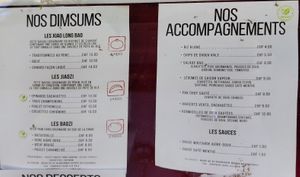 Menu (2024), light green for vegan at Bao Steam Kitchen in Geneva