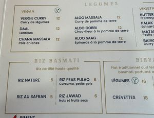 Vegan dishes, rice and biryani  at New Jawad  in Paris