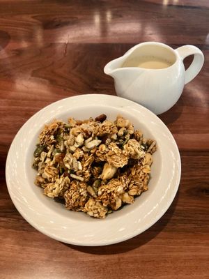 Granola and soya milk at Al Rimal - Erth Hotel in Abu Dhabi