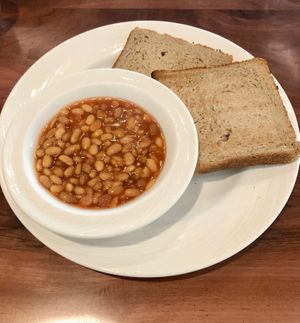 Baked beans and toast  at Al Rimal - Erth Hotel in Abu Dhabi