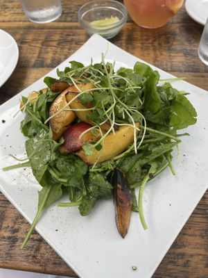 Peach Salad at Revolution Kitchen in Burlington