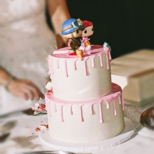Wedding cake and sheet cake. at Bunnie Cakes in Doral