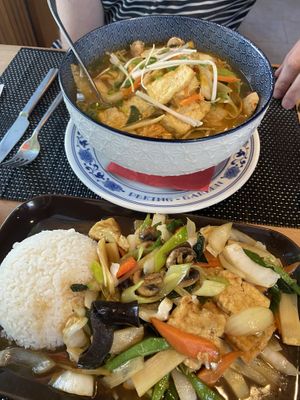 Vegan soup and vegetables  at Mizui Sushi  in Straubing