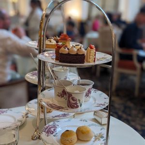 Vegan dessert tray at Afternoon Tea at The Savoy - Thames Foyer  in London