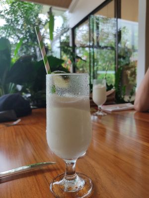 Lemonade with pineapple and ginger at Orquídeas in La Fortuna