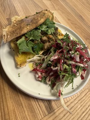Mushroom pitta and salad  at Frog And Scot in Deal