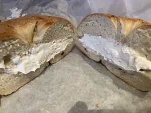 Plain toasted with plain tofu cream cheese  at Tompkins Square Bagels in New York City