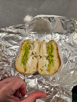 The salino on plain bagel at Tompkins Square Bagels in New York City
