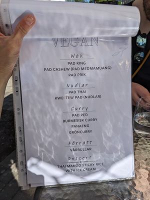 menu (all vegan) at Sweet Lemon Terrassen in Lund