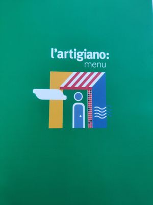 The menu at l'Artigiano  in Kalamata