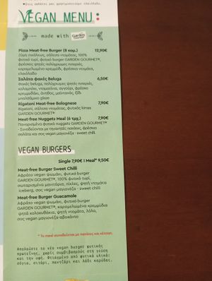 Vegan menu.L'artigiano Pizza. at l'Artigiano  in Kalamata