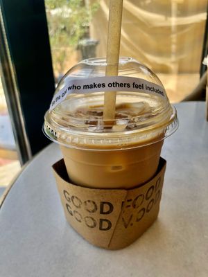 Oat milk iced latte at Sanderson's - Ripe Market in Dubai