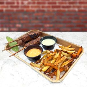 Kofta Kebabs and Root Veg Friess  at KNOW Eatery in Lafayette