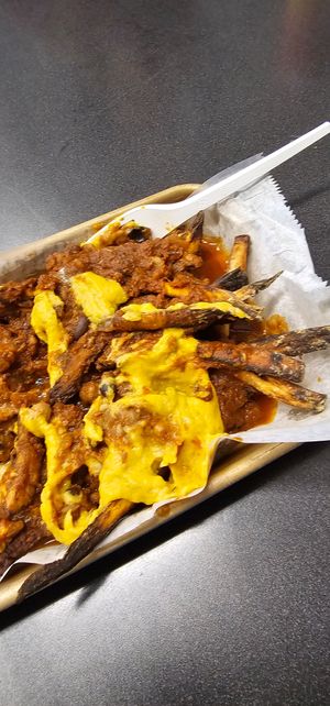 Chili fries which were burnt at KNOW Eatery in Lafayette