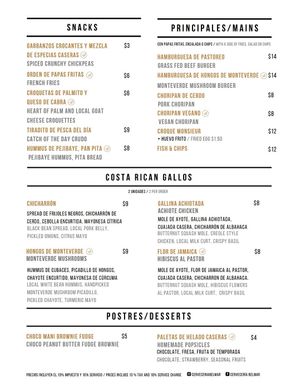 Choripan vegan, hummus pita, fries etc at Cervecería Belmar in Monteverde