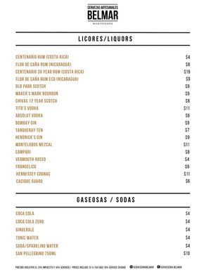 Sodas, some spirits at Cervecería Belmar in Monteverde