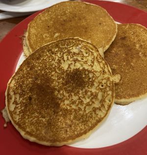 Already ate one pancake lol  at Sawyer's Farmhouse Breakfast in Pigeon Forge