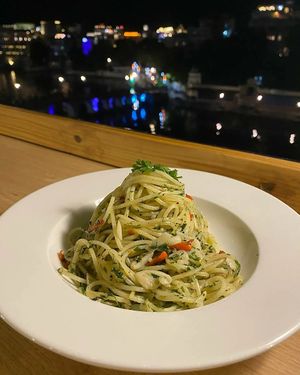 Aglio e Olio pasta! at Smokey Jo's Cafe in Udaipur
