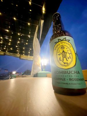 Emjay brand kombucha at Smokey Jo's Cafe in Udaipur